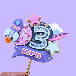 Girl Space Cake Topper, Space Birthday Party, Outer Space Birthday, Astronaut Cake Topper, Space 1st Birthday, Girl Space Birthday
