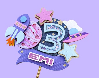 Girl Space Cake Topper, Space Birthday Party, Outer Space Birthday, Astronaut Cake Topper, Space 1st Birthday, Girl Space Birthday
