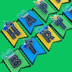 Trucks Birthday Banner, Construction Happy Birthday Banner, Trucks Birthday Party,  Construction Birthday Party, Tractor Party Banner