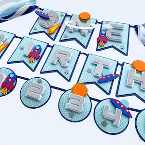 Combo Space Banner, Space Cake Topper, Space Birthday Party, Astronaut Birthday Decor, Galaxy Party Decor, Outer Space Birthday Decor