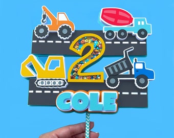 Trucks Cake Topper, Trucks Birthday Party, Transportation Cake Topper, Construction Cake Topper, Construction Theme Topper,Two Fast Birthday