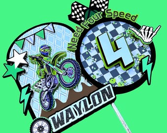 Motocross Cake Topper, Dirt Bike Cake Topper, Motocross Theme Party, Motorcycle Cake Topper, Dirt Bike Themed Party, Need Four Speed