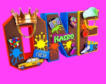 Letras 3D de Fresh Prince, cumpleaños de Fresh Prince, decoración para fiestas de Fresh Prince, baby shower de Fresh Prince, letras 3D con temática de los 90