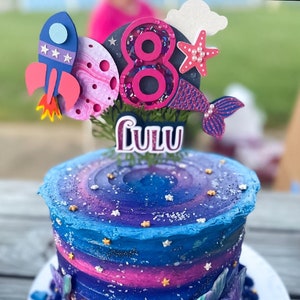 Meerjungfrau Kuchen Topper, Meerjungfrau Kuchen Topper, Meerjungfrau Geburtstag Tortendeko, Meerjungfrau Party, Under the Sea Party Dekoration, Galaxie Meerjungfrau