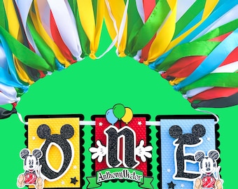 Guirnalda de Mickey para trona, Guirnalda de cumpleaños de Mickey, Primer cumpleaños de Mickey, Guirnalda de Mickey para trona de Disneyland, Guirnalda de Mickey Clubhouse