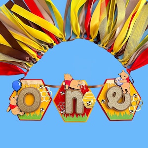Winnie the Pooh Banner, Winnie the Pooh ONE Banner, Winnie the Pooh Geburtstagsdeko, Winnie the Pooh Babyparty, Pooh Babyparty