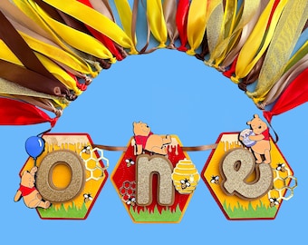 Winnie the Pooh Banner, Winnie the Pooh ONE Banner, Winnie the Pooh Geburtstagsdeko, Winnie the Pooh Babyparty, Pooh Babyparty