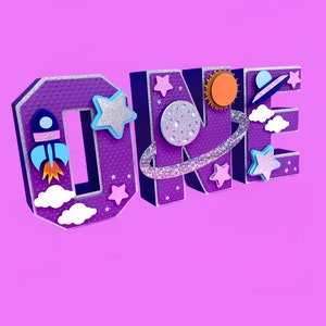 Outer Space 3D Letters, Girl Space Birthday Party, Astronaut Birthday Decor, Outer Space Birthday Decor, First Trip Around the Sun