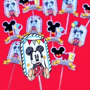 Mickey Mouse Cupcake Toppers, Mickey Cupcake Toppers, Mickey Mouse Birthday, Mickey Mouse Party Decor, Mickey Disneyland Cupcake Toppers
