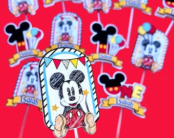 Topper per cupcake di Topolino, Topper per cupcake di Topolino, Compleanno di Topolino, Decorazioni per feste di Topolino, Topper per cupcake di Topolino a Disneyland