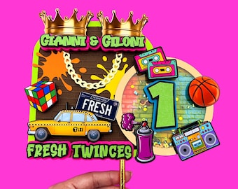 Adorno para tarta de Fresh Prince, cumpleaños de Fresh Prince, fiesta de Fresh Prince, adorno para tarta de Fresh Twinces, cumpleaños de los 90, baby shower de Fresh Prince