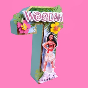 Números 3D de Moana, decoraciones de cumpleaños de Moana, decoraciones de fiesta de Moana, suministros para fiesta de Moana, decoración de Moana, decoración de fiesta de Moana, bebé Moana
