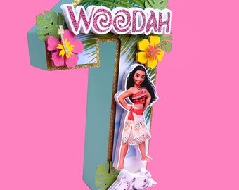 Moana 3D Numbers, Moana Birthday Decor, Moana Party Decor, Moana Party Supplies, Moana Decoration, Moana Party Decor, Moana Cake Topper