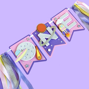 Girl Space Highchair Banner, Space Birthday Party, One Highchair Banner, Outer Space Birthday, First Trip Around the Sun, Space 1st Birthday