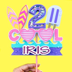 Two Cool Cake Topper, Two Cool Birthday Decor, Two Cool Pool Party, Summer Birthday Party, Ice Cream Cake Topper, Popsicle Cake Topper