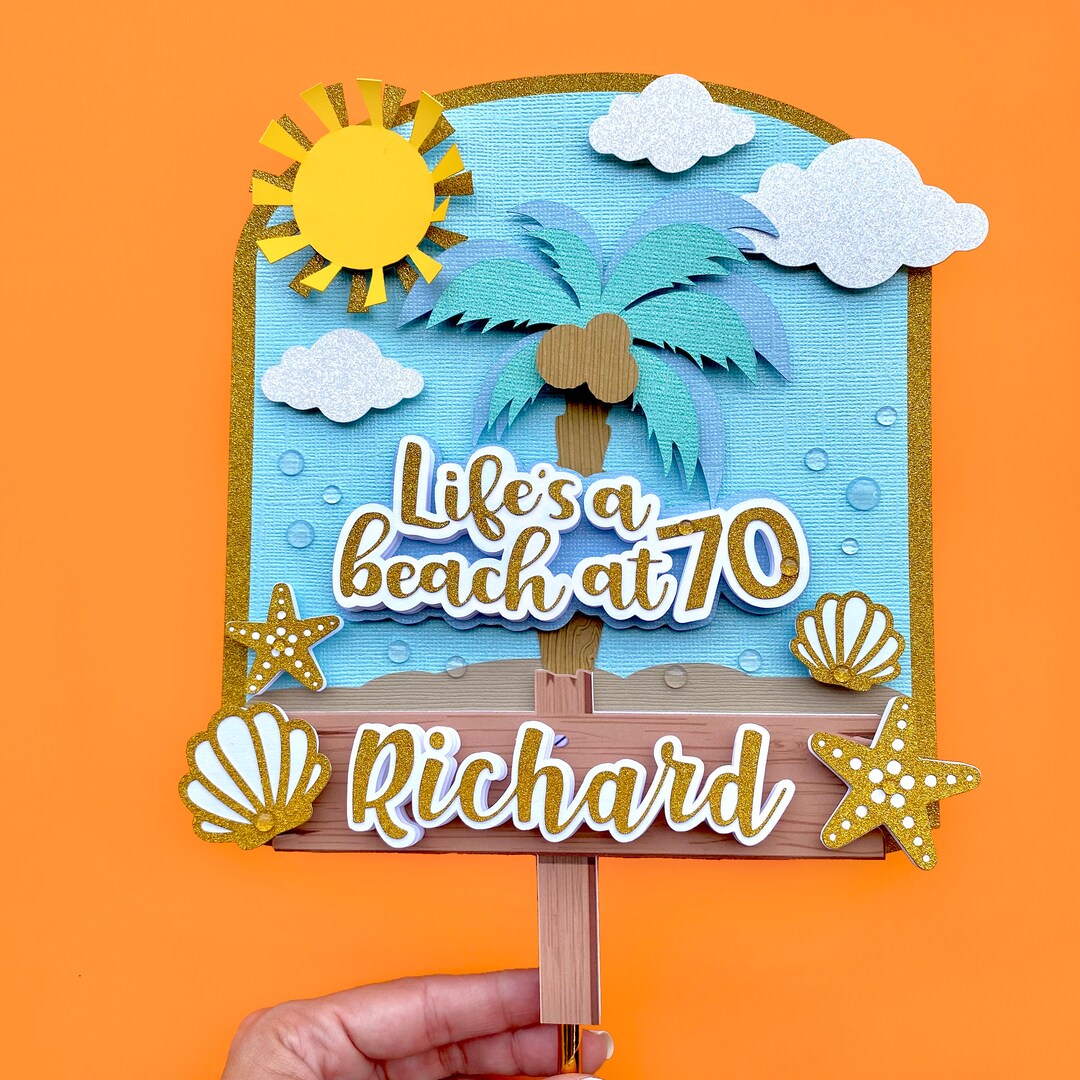 Beach Cake Topper, 70 Cake Topper, Beach Birthday Party, 70 Party Decor