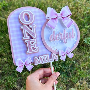 Adorno para tarta de coqueta, adorno para tarta de lazo, adorno para tarta ONEderful, ¿No es ella ONEderful?, decoración de cumpleaños ONEderful, adorno para tarta de lazo One