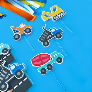 Construction Cupcake Toppers, Trucks Cupcake Toppers, Trucks Birthday Party, Transportation Cupcake Toppers, Construction Party Decor