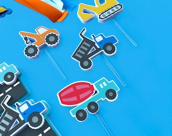 Construction Cupcake Toppers, Trucks Cupcake Toppers, Trucks Birthday Party, Transportation Cupcake Toppers, Construction Party Decor