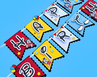 Pancarta de Mickey Mouse, pancarta de Mickey, decoración de cumpleaños de Mickey Mouse, decoración de fiesta de Mickey, pancarta de Mickey con bocetos, Mickey Mouse retro