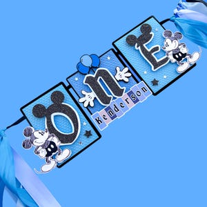 Mickey Highchair Banner, Mickey Birthday Banner, Mickey 1st Birthday, Mickey Disneyland Highchair Banner, Vintage Disneyland Banner