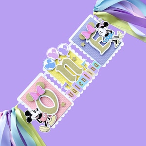 Minnie ONE Kinderhochstuhl Banner, Disneyland 1 Geburtstag Kinderhochstuhl Banner, glücklichster Geburtstag auf Erden Banner, Disneyland Kinderhochstuhl Banner