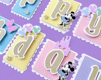 Disneyland Birthday Banner, Disneyland 1st Birthday, Happiest Birthday On Earth Banner, First Birthday Disneyland Banner, Minnie Banner