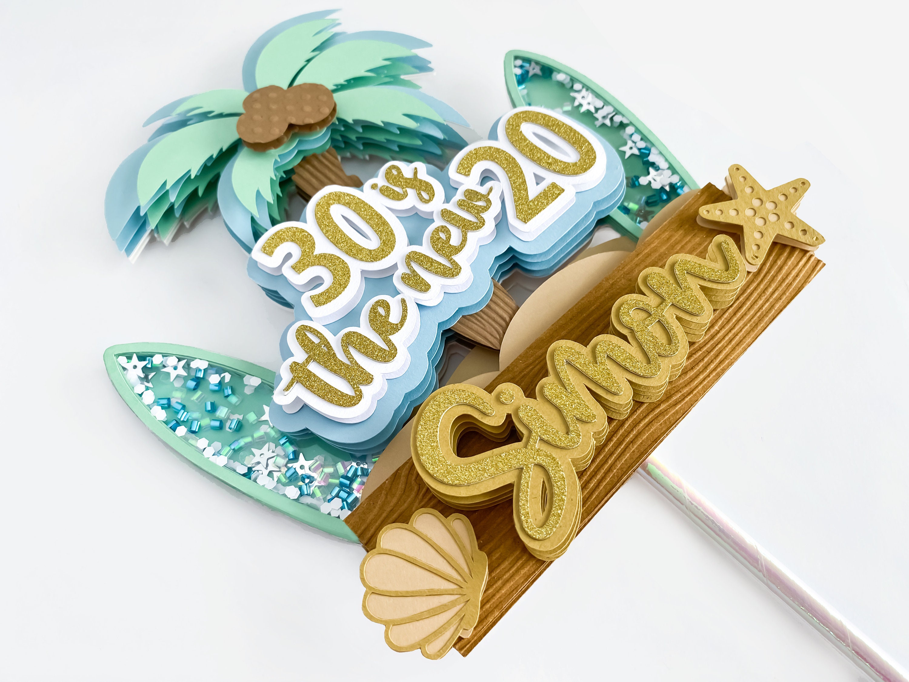 Birthday Cake Topper Hawaiian Cake Topper Beach Cake Topper Etsy