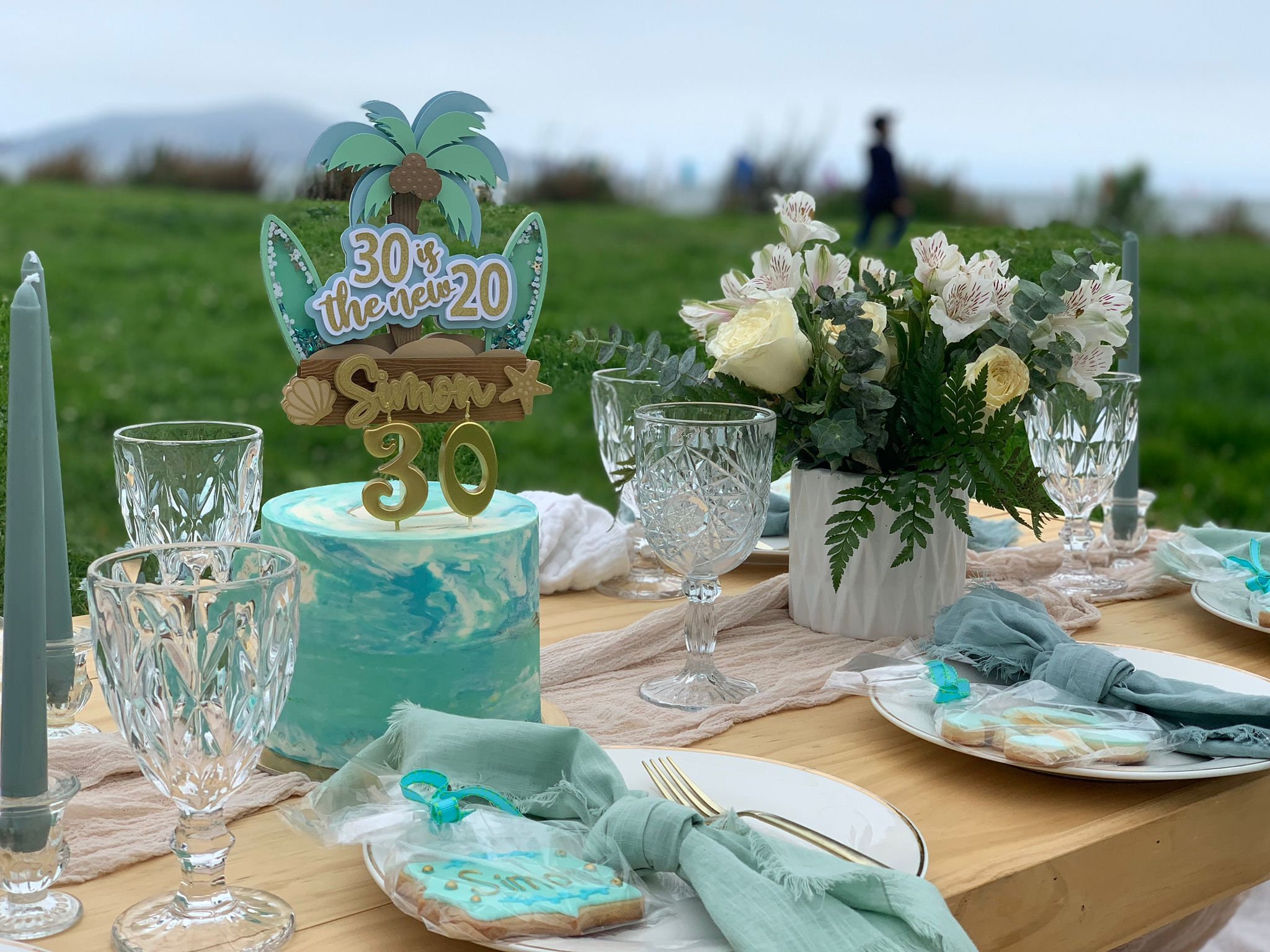 Gyufise 1 topper per torta di buon compleanno tropicale hawaiano Luau Cake Pick Glitter fenicottero fiore plam lasciare ananas torta decorazione per