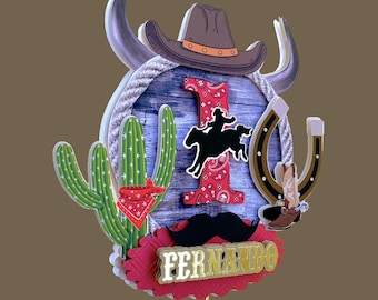 Il mio primo topper per torta da rodeo, topper per torta da cowboy, tema western, tema compleanno rodeo, festa western, compleanno da cowboy, decorazioni per il primo rodeo