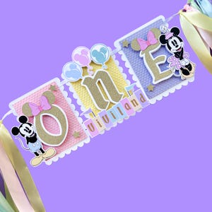 Minnie ONE Kinderhochstuhl Banner, Disneyland 1 Geburtstag Kinderhochstuhl Banner, glücklichster Geburtstag auf Erden Banner, Disneyland Kinderhochstuhl Banner