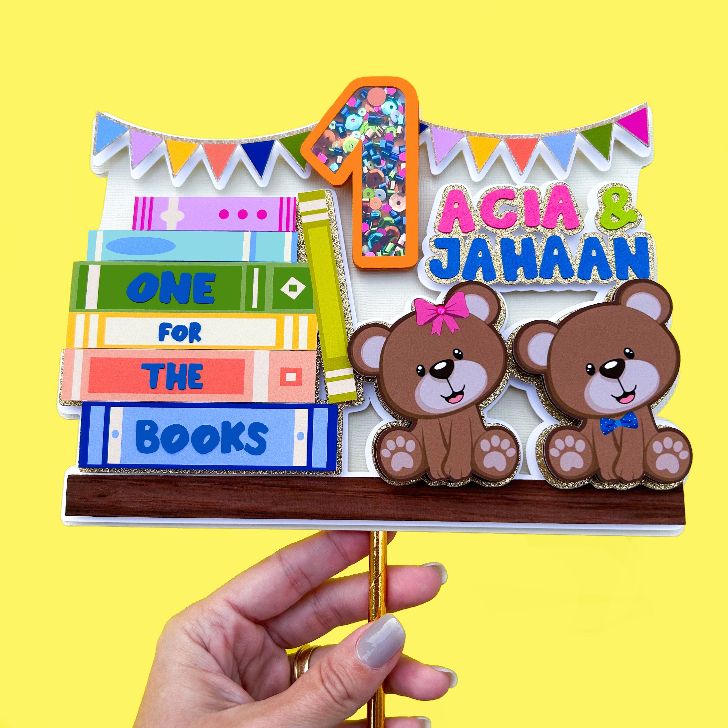 One Topper Book One for the Books Cake Topper, Books Cake Topper, Books Theme Party ...
