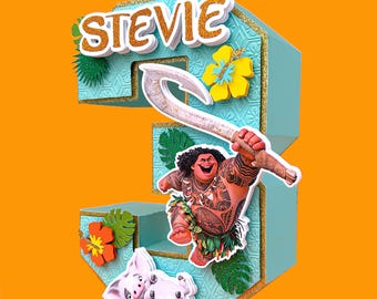 マウイ3D数字、モアナ3D数字、マウイ3D文字、モアナ誕生日デコレーション、モアナパーティーデコレーション、モアナパーティー用品、モアナデコレーション