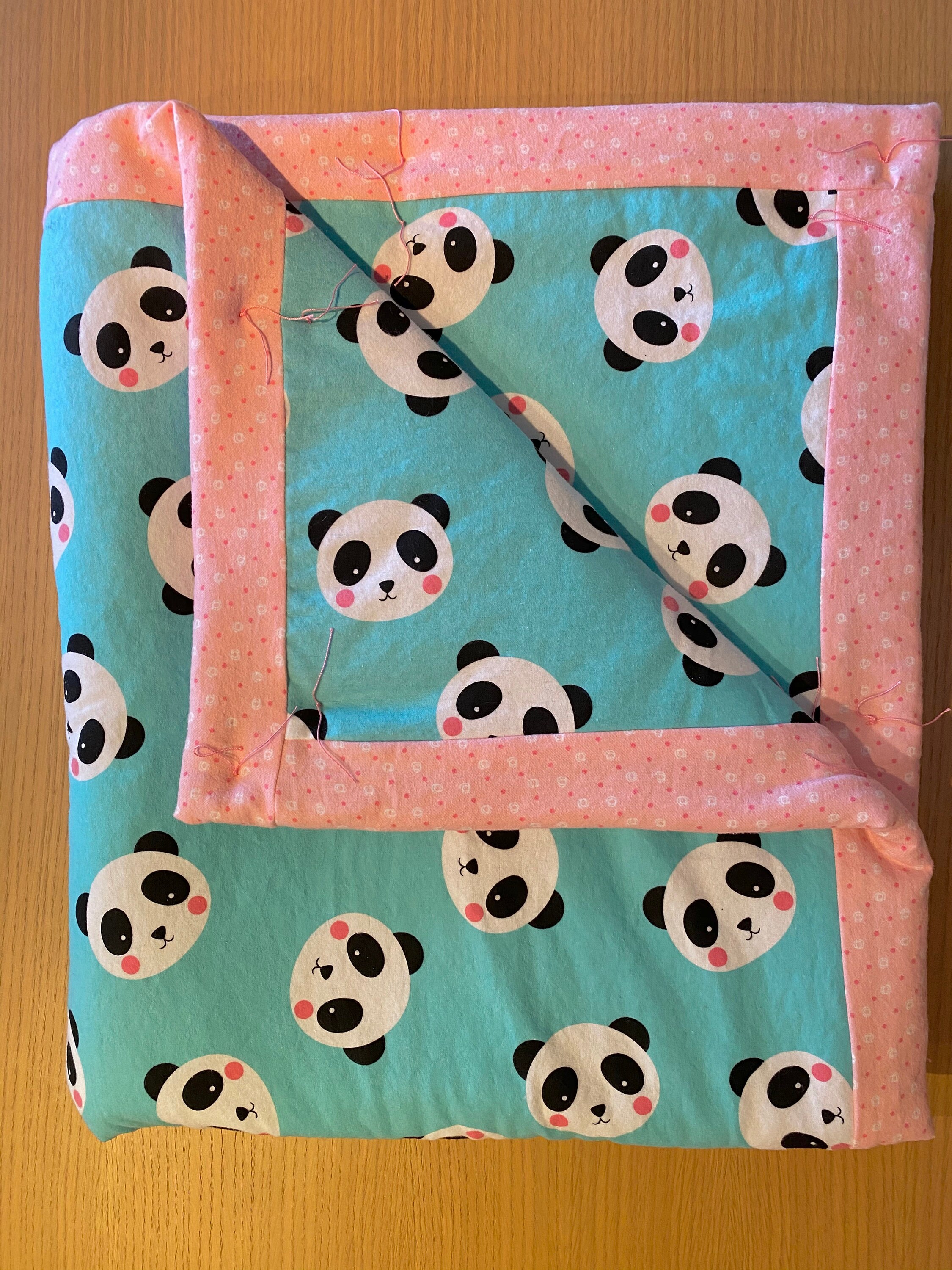 Handmade Baby Panda Blanket Cotton Flannel Size Medium Etsy