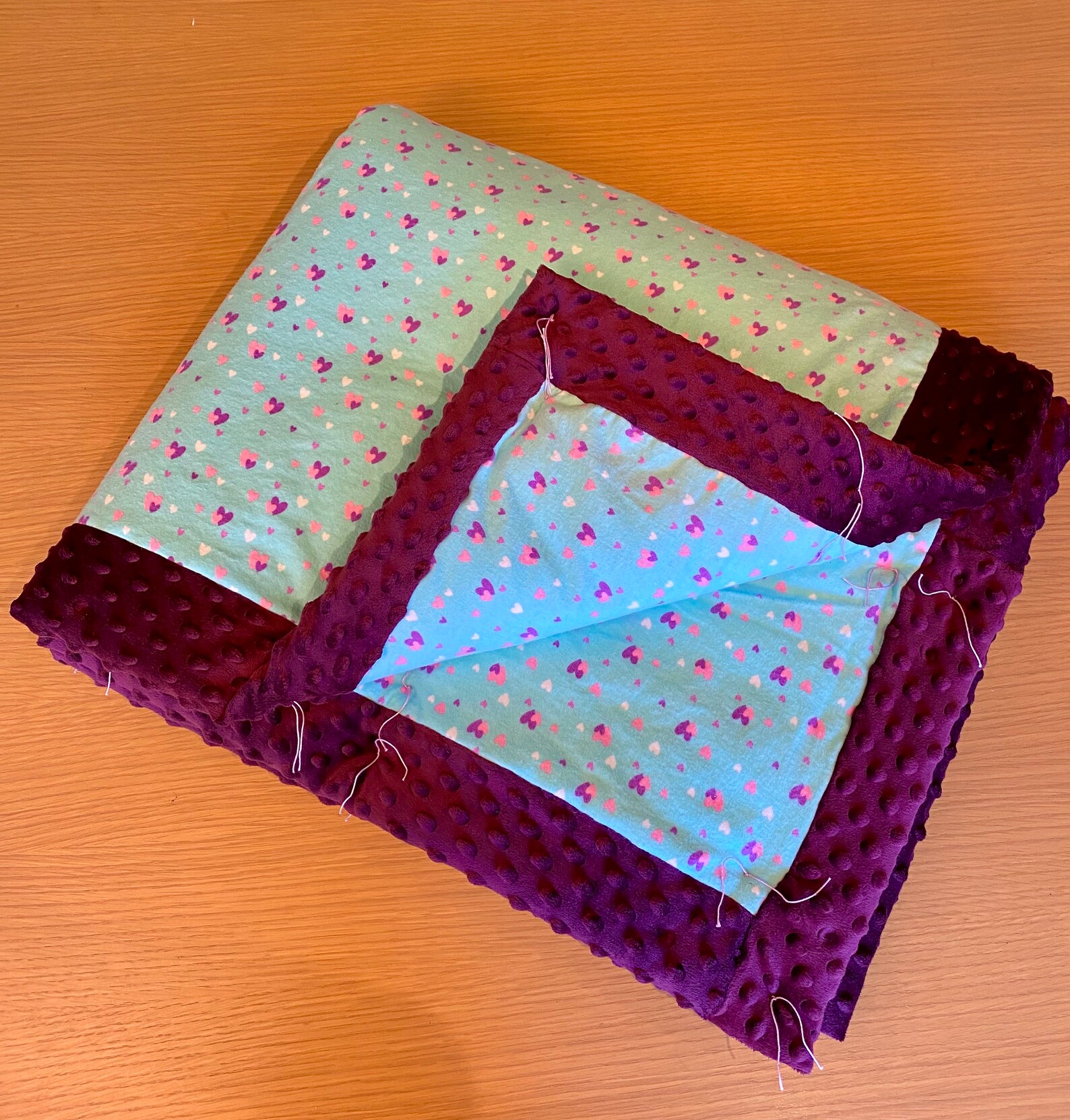 Handmade Valentine Purple Hearts Blanket 100 Cotton Flannel Etsy