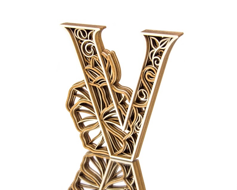 Layered Letter V Monogram V SVG EPS DXF Cdr Multilayered - Etsy
