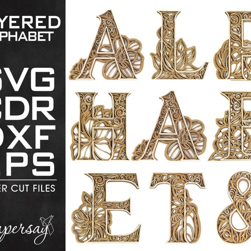 LETTERS Laser Cut Files DXF Alphabet SVG File for Etsy