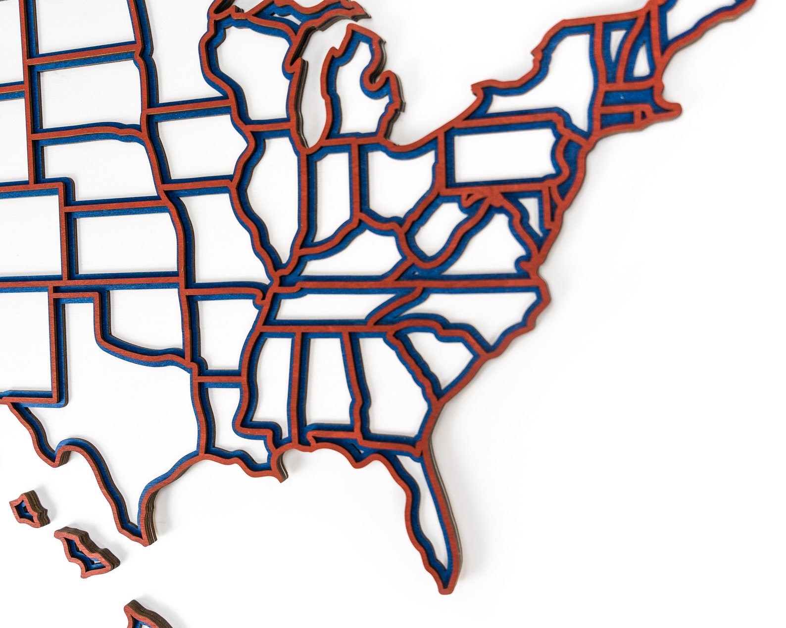 Map of USA Contour, Laser Cut File, 3 Layers, SVG, EPS, Dxf, Cdr, Pdf ...