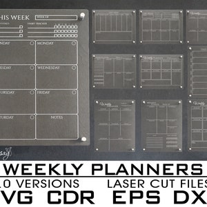 Wochenplaner, 10 Versionen, Digitale Dateien, SVG, EPS, CDR, dxf, pdf, Vektor Dateien, Laser schneiden Dateien, Druckdateien, Wand Dekor