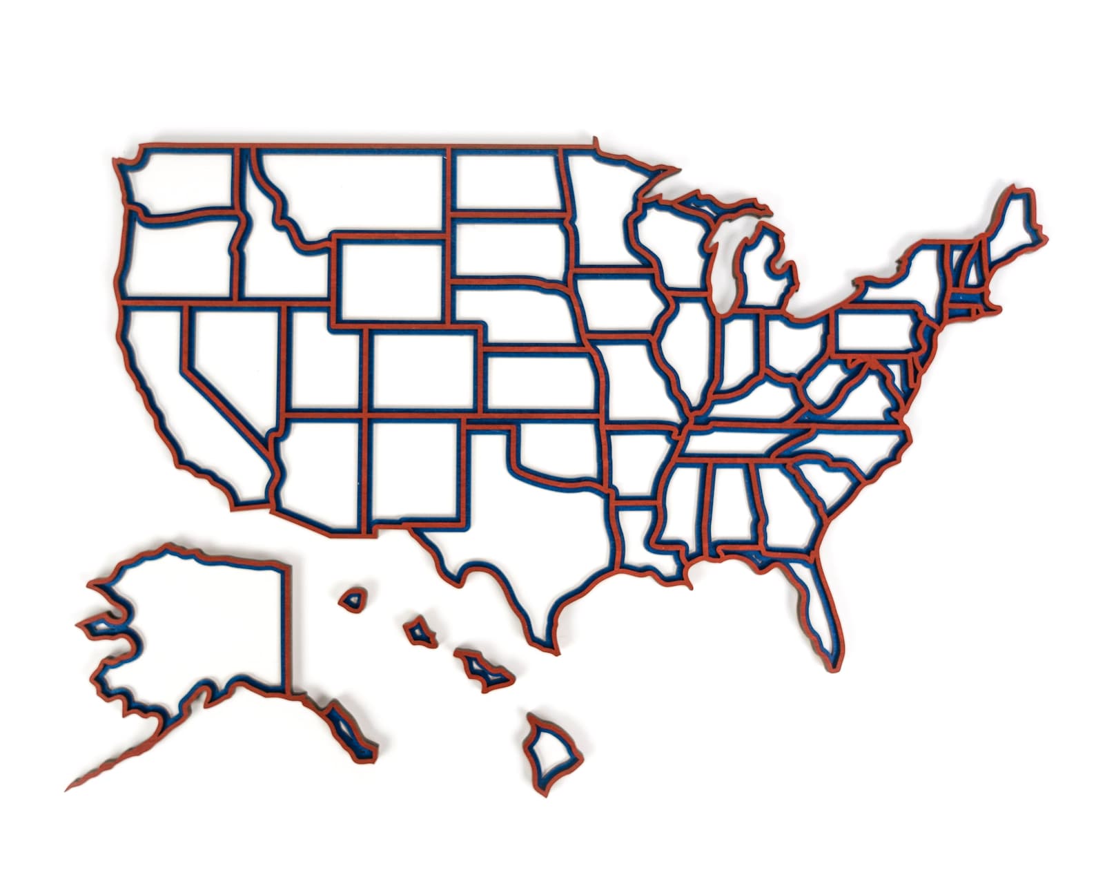 Map of USA Contour, Laser Cut File, 3 Layers, SVG, EPS, Dxf, Cdr, Pdf ...