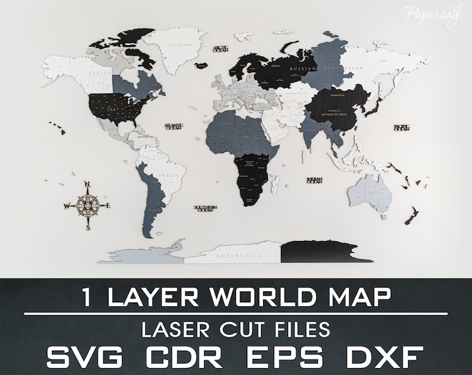 Sharpmap Dxf Map of Africa 3D, Laser Cut File, SVG, EPS, Dxf, Cdr, Pdf, Multilayered ...
