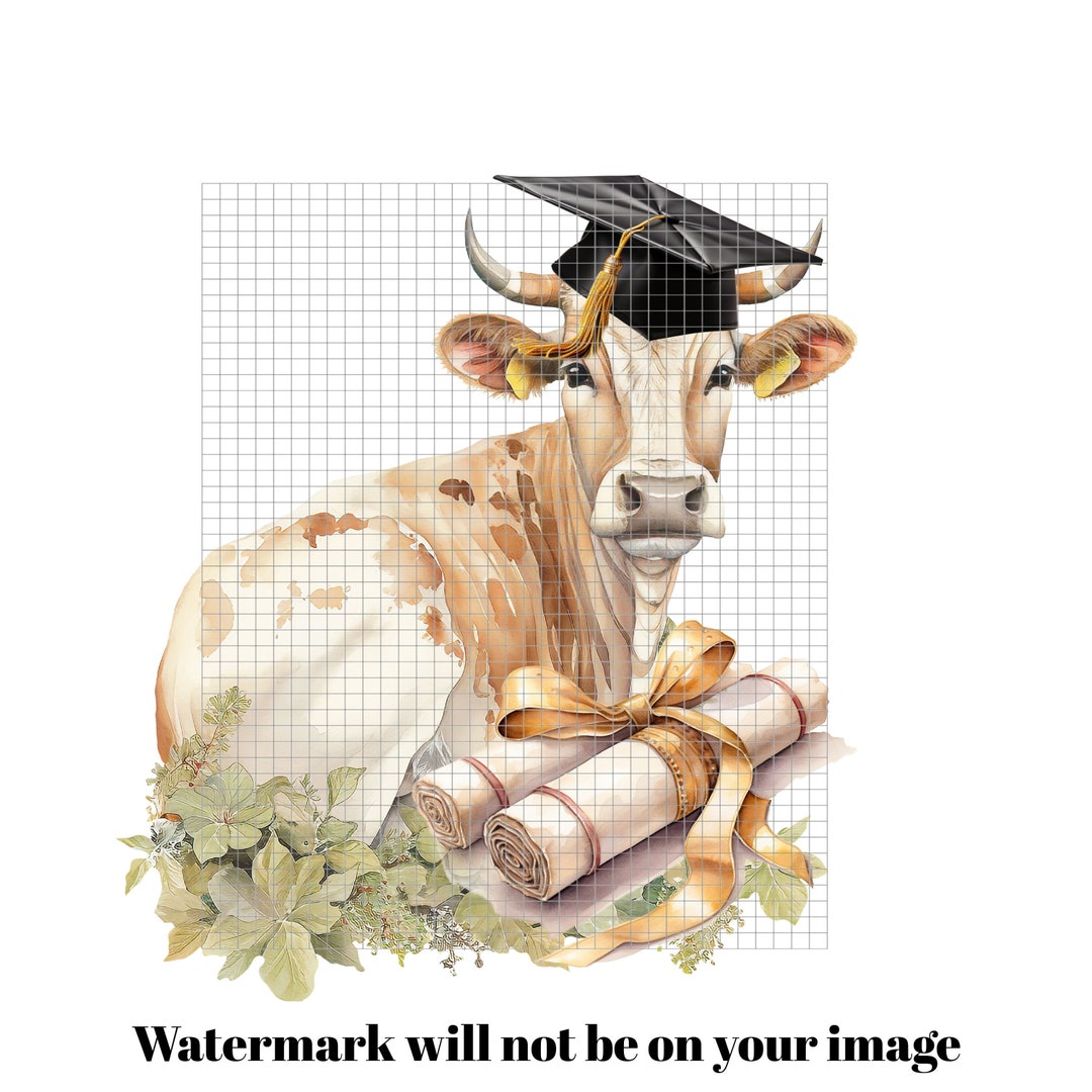 Graduation Png, Cute Cow Png, Digital Download, Farm Cow Png
