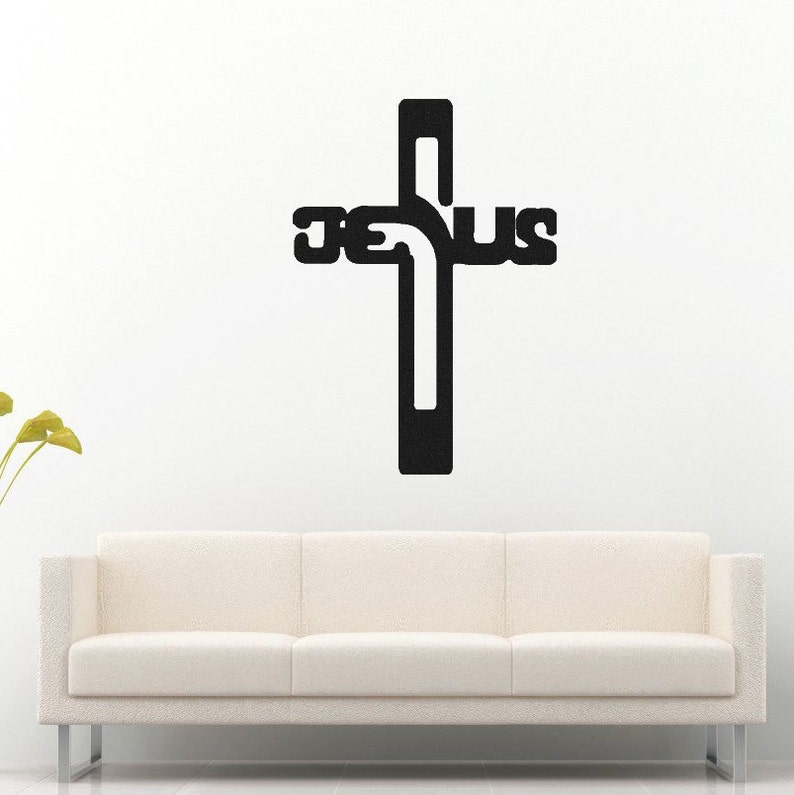 jesus cross vinyl wall decal christian decals jesus cross | etsy