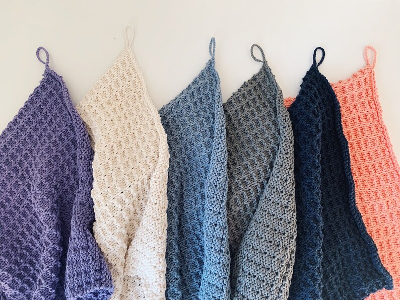 100 Cotton Handmade Waffle Stitch Knitted Tea Towel With Loop Etsy