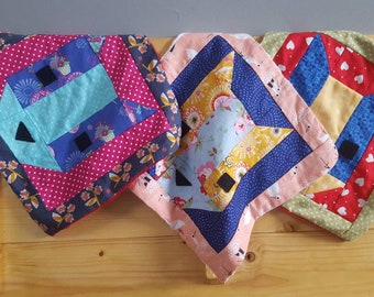 Patchwork Cat Minky Security Blanket