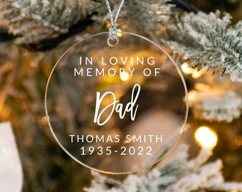 Personalized Dad Memorial Christmas Ornament 2022, In Loving Memory Of Dad Ornament, Custom Keepsake Memorial Ornament, Father Remembrance