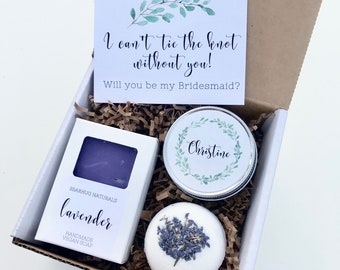 Bridesmaid Proposal Box, Personalized Bridesmaid Gift Set, I can't tie the knot without you, Bridesmaid Pampering gift, Custom Spa Set