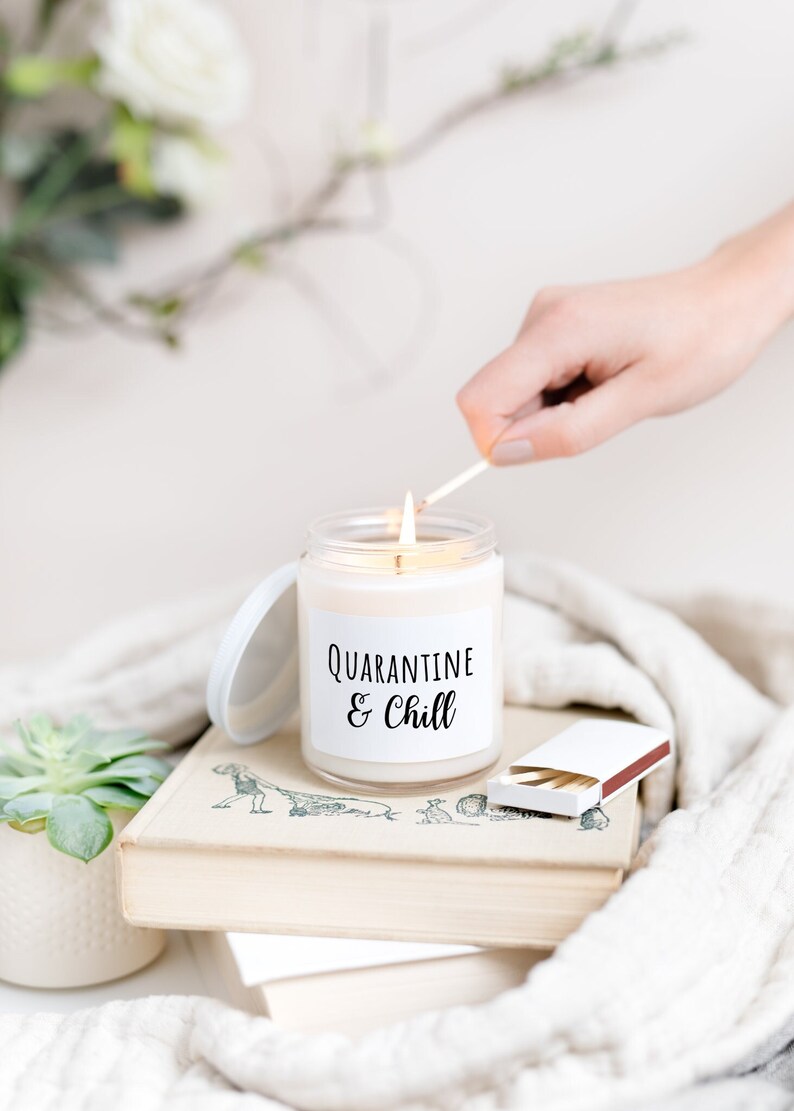 Quarantine and Chill Candle Quarantine Gift Self Care Gift Etsy