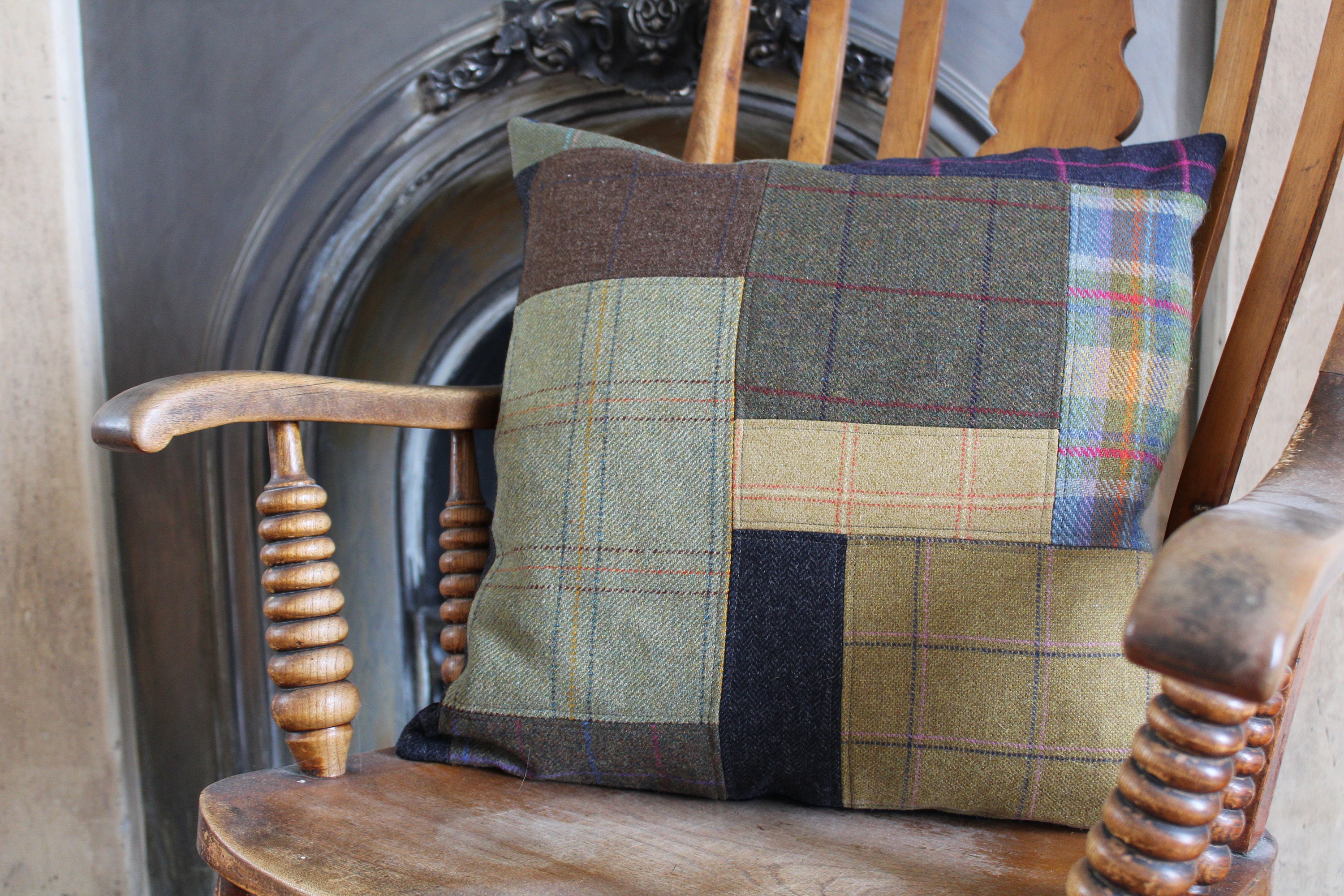 Patchwork Tweed Cushions Etsy UK