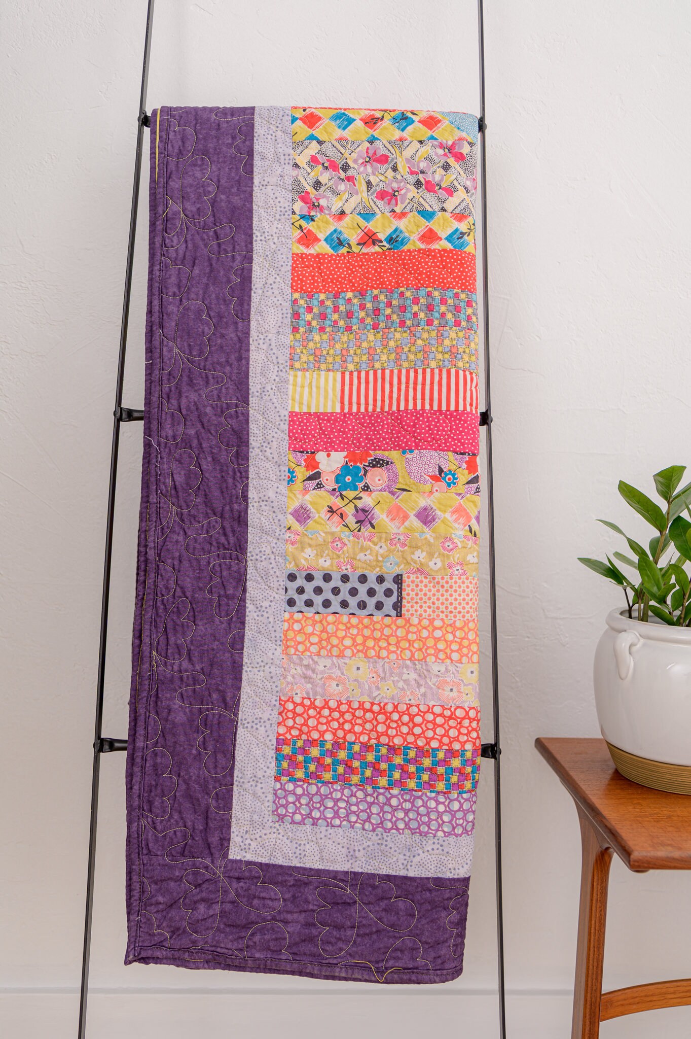 Purple & Yellow Jelly Roll Quilt Etsy
